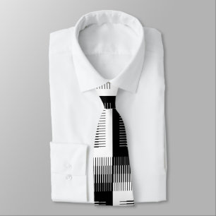 Black & White Sawtooth Gradient Pattern Neck Tie
