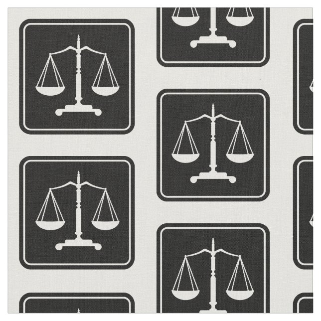 Black White Scales of Justice | Law Gifts Fabric (Close Up)