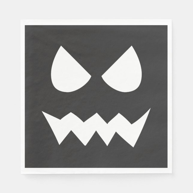 Black & White Scary Halloween Ghost Face  Napkins (Front)