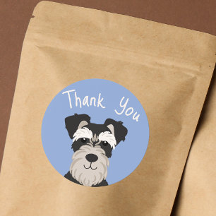 Black & White Schnauzer Thank You Small Business  Classic Round Sticker