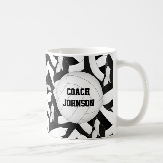 black white school colors volleyball coach gift coffee mug