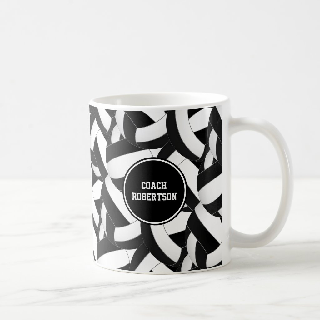 black white school colors volleyball coach gift coffee mug