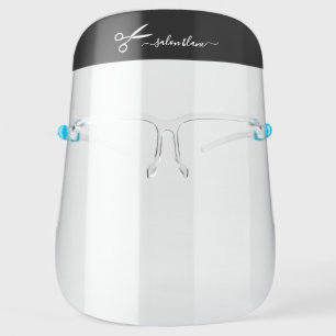 Black & White Scissors Logo Hairstylist Hair Salon Face Shield