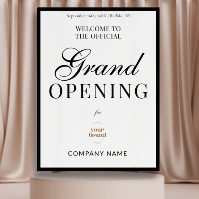Black White Script Business Logo Grand Opening  Foam Board (Creator Uploaded)