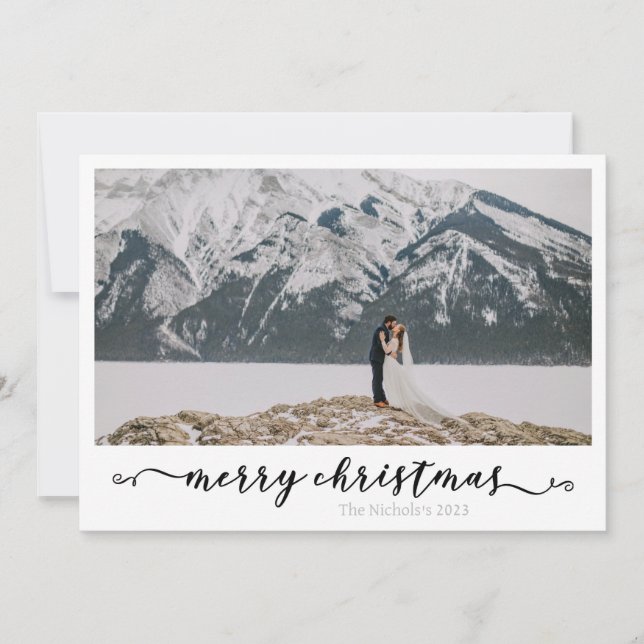 Black & White Script Christmas Card (Front)