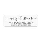 Black White Script Christmas Return Address Label