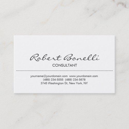 Black  White Script Consultant Business Card