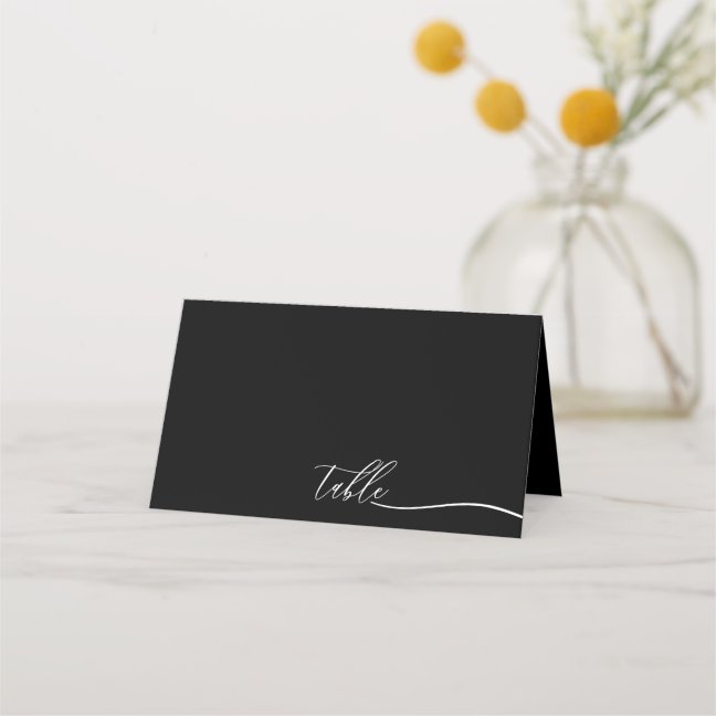Black White Script Font Seating Place Card