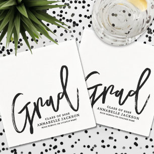 Black White Script Graduation Napkins