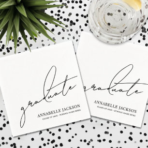 Black White Script Graduation Napkins