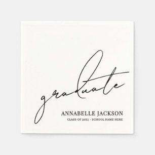 Black White Script Graduation Napkins