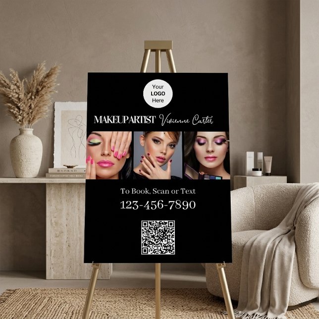 Black White Script Logo QR Code Photo Makeup Foam Board (Black White Script Logo QR Code Photo Makeup Foam Board)