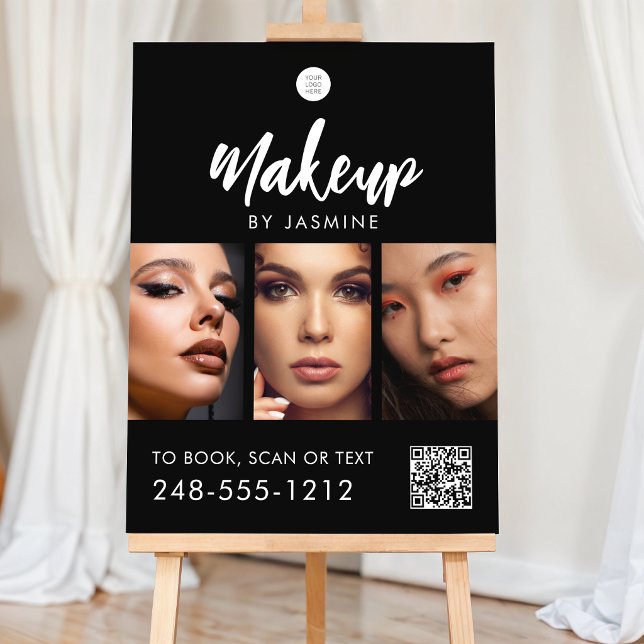 Black White Script Logo QR Code Photo Makeup Foam Board (Creator Uploaded)