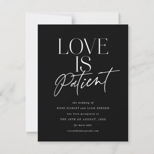 Black White Script Love Wedding Change the Date Save The Date