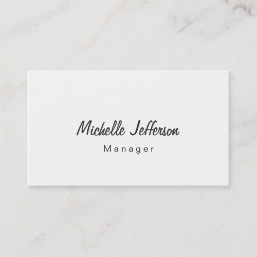 Black  White Script Manager Business Card