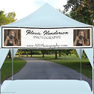Black & White Script Minimalist booth Tent Banner
