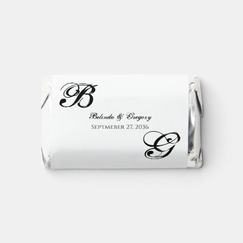 Black  White Script Monogram Wedding  Hersheys Miniatures