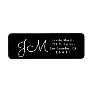 Black & White Script Monogrammed Return Address Label
