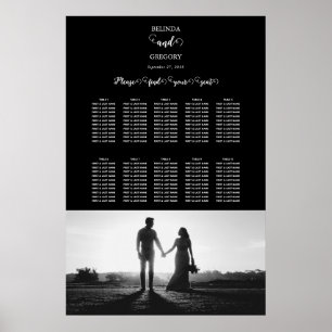 Black & White Script Photo Wedding Seating Chart