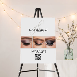 Black White Script QR Code Photo Lash Technician Foam Board