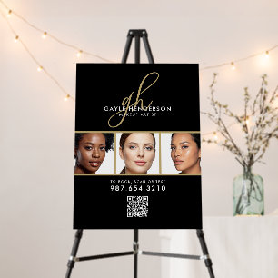 Black White Script QR Code Photo Makeup Artist Foam Board