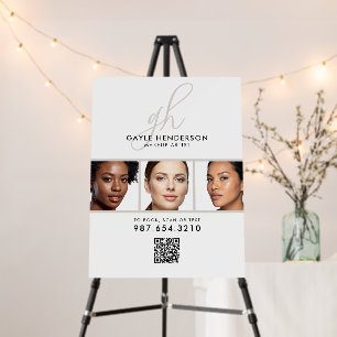 Black White Script QR Code Photo Makeup Artist Foam Board
