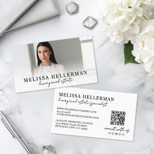 Black White Script Real Estate Business Card