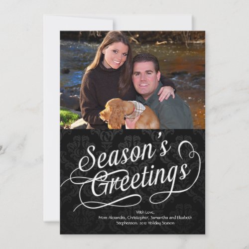 Black/White Script Season's Greetings Photo Card