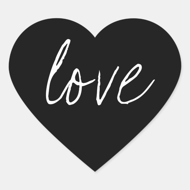 Black White Script Sticker Love (Front)