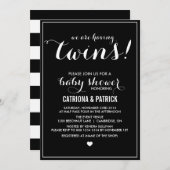 Black & White Script Twins Baby Shower Invitation (Front/Back)