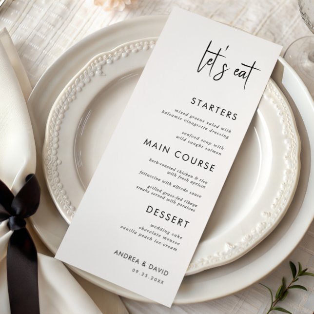 Black White Script Wedding Menu Minimalist (Creator Uploaded)