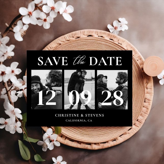 Black & White Script Wedding Save The Date Photo Postcard (Creator Uploaded)