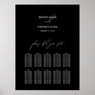Black White Script Wedding Seating Chart