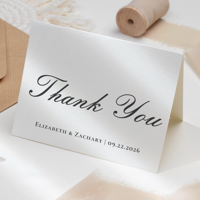 Black White Script Wedding Thank You Card (Creator Uploaded)
