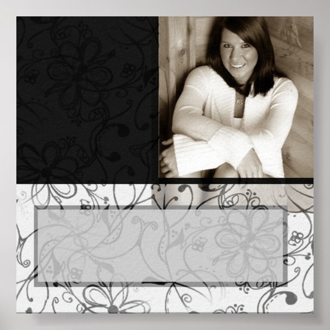 Black & White scroll customizable autograph poster (Front)