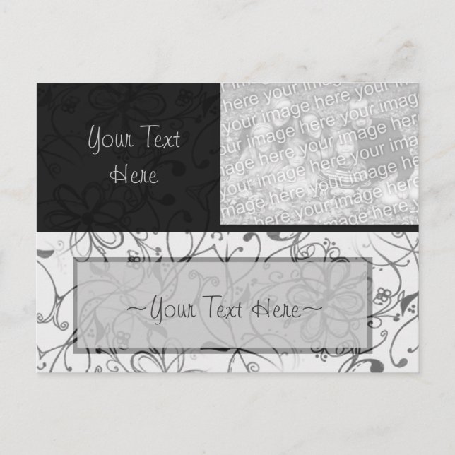 Black & White Scroll Photo Holder Postcard (Front)