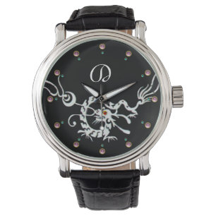 BLACK WHITE SEA DRAGON MONOGRAM WATCH