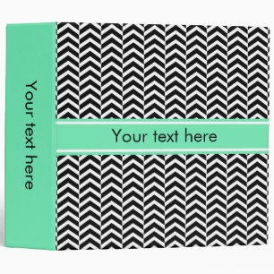Black, White Sea Foam Chevron Pattern 3 Ring Binder