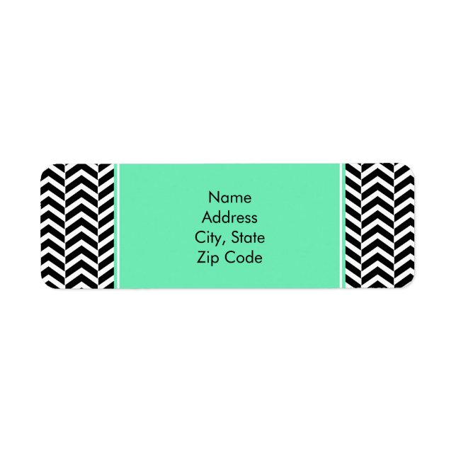 Black, White Sea Foam Chevron Pattern Label (Front)