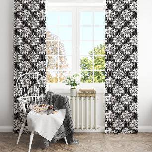Black & White Seashell Coastal Blackout Curtains