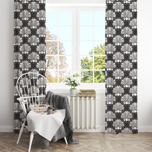 Black & White Seashell Coastal Blackout Curtains (Creator Uploaded)
