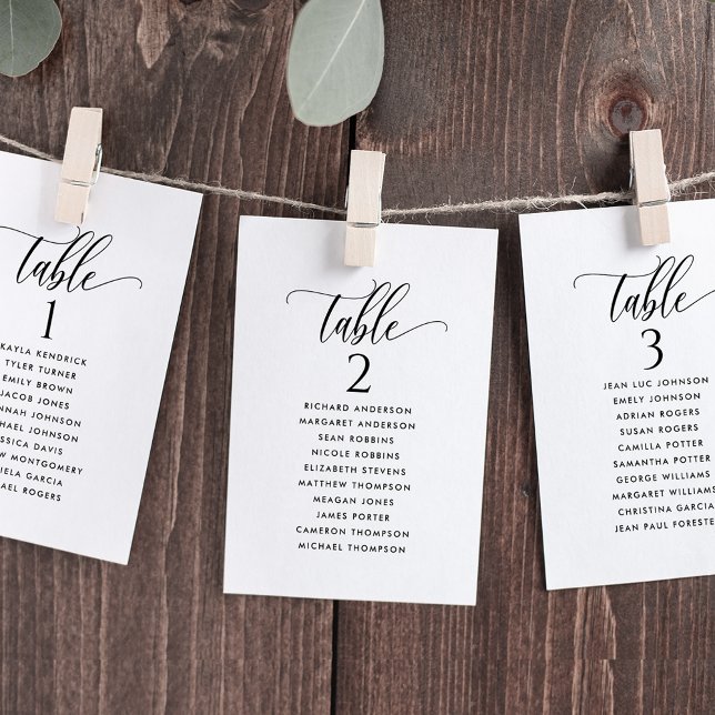 Black & White, Seating Plan Cards with Guest Names (Creator Uploaded)