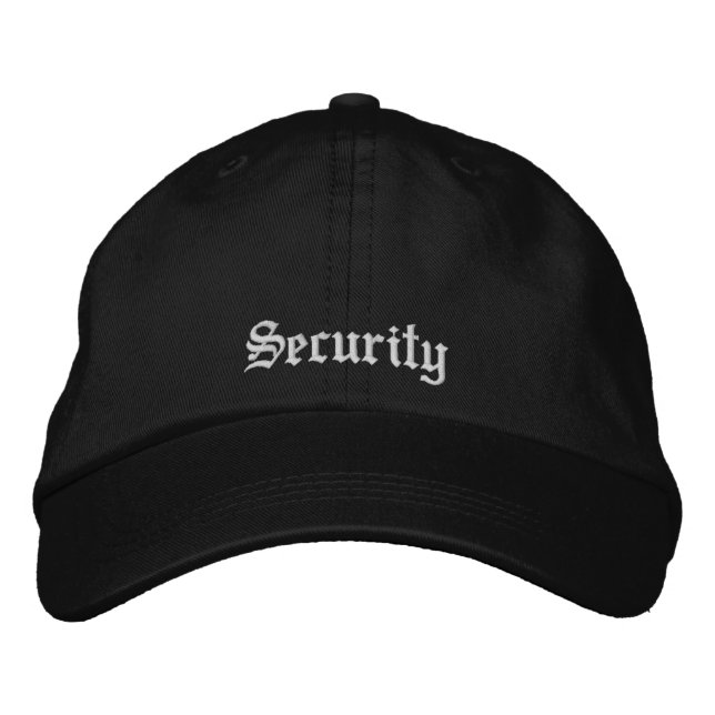 Black White Security Personalised Work Business  Embroidered Baseball Cap (Front)