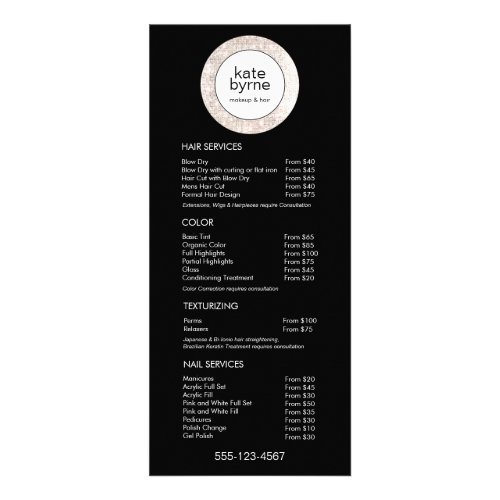 Black White Sequin Beauty Price List Service Menu