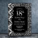 Black White Sequins 18th Birthday Party Invitation<br><div class="desc">This black sequin invitation is perfect for an 18th birthday party. It offers easy-to-use text templates that make personalizing the invitation a breeze. You can choose from various paper types and corner styles to add a unique touch to your invitations.</div>