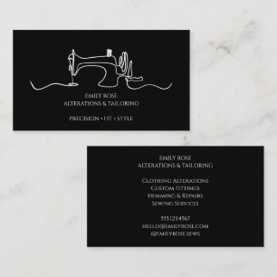 Black White Sewing Tailor Alterations Business Card