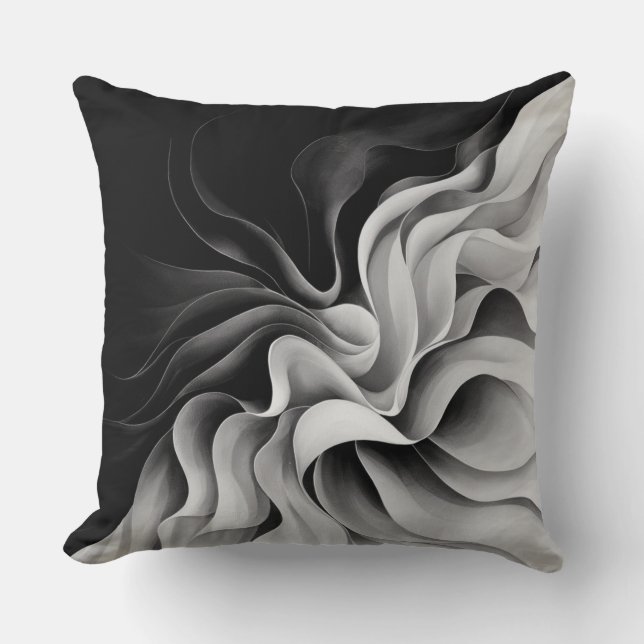 Black White Shades Ombre Effect  Throw Pillow (Front)