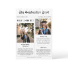 Black White She Did It Newspaper Graduation Photo