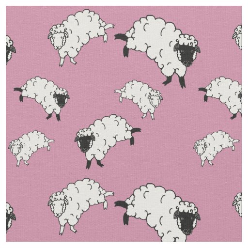 Black/White sheep/little lambs on pink Fabric
