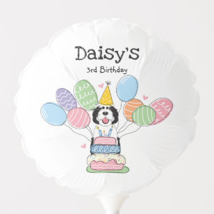 Black & White Sheepadoodle Dog Birthday Party Balloon